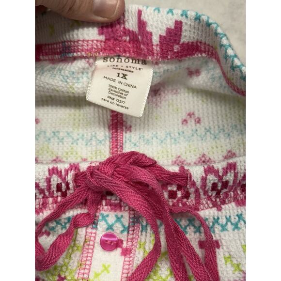 SONOMA FAIR ISLE Pajamas Womens 1X Long sleeve Round Neck Pjs Set Christmas - Picture 3 of 8